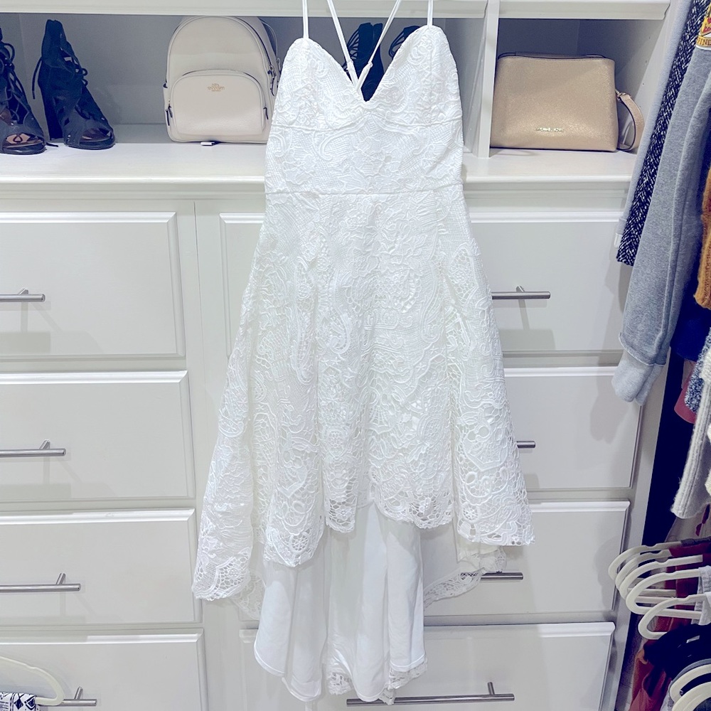 Cross back high low dress